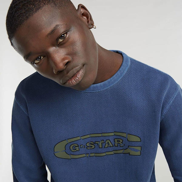 G-star Destroyed G Logo Washed Tröja Blå S Man