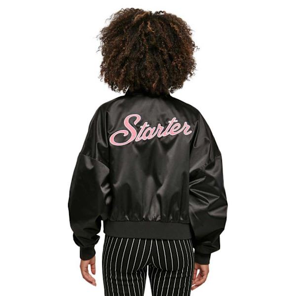 Starter Black Label Satin College Bomberjakke Sort M Kvinde