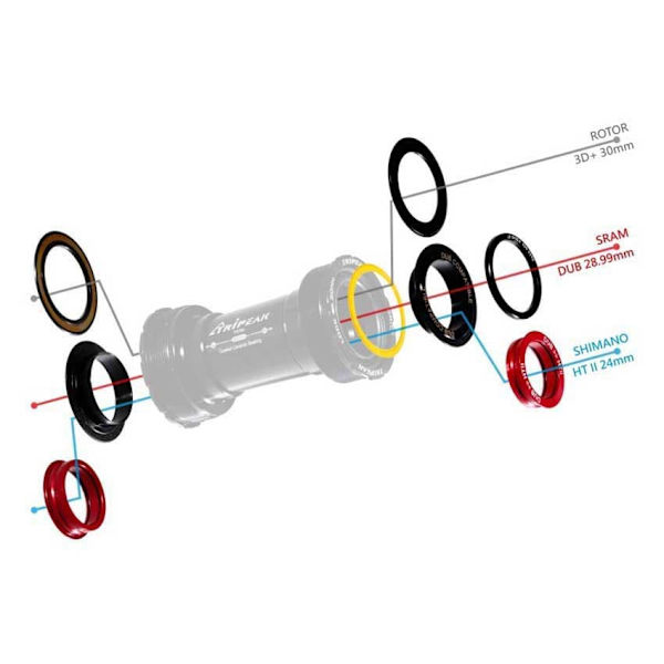 Tripeak T47 Shimano / Sram Dub / Rotor 3d Ceramic Vevaxellagerkoppar Silver 68/73 mm