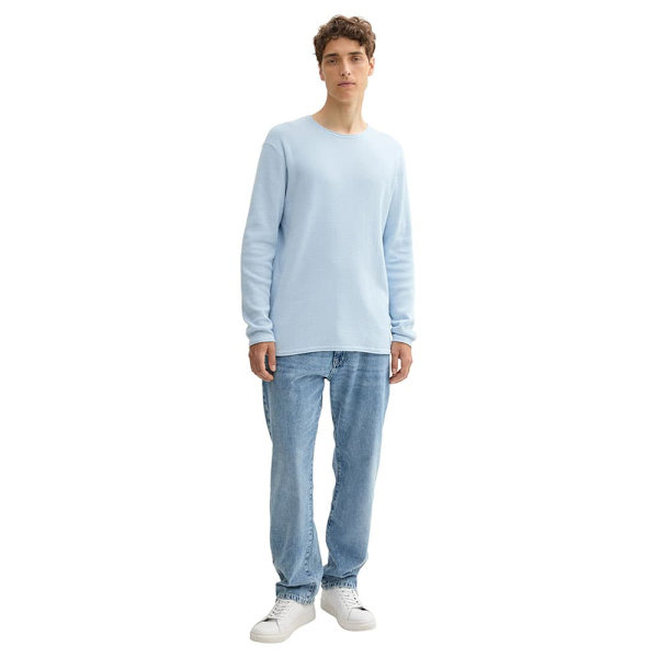 Tom Tailor Structured Roll Edge Knit Trøje Blå XL Mand