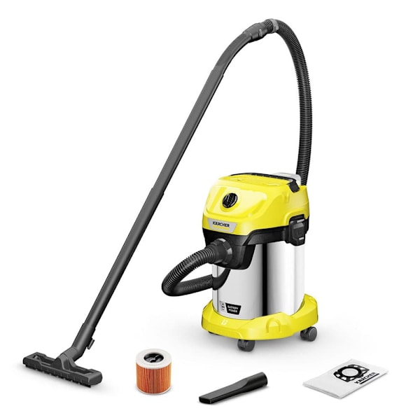 Karcher Wd 3-18 S V-17/20 Støvsuger Sort, Rustfrit stål, Gul