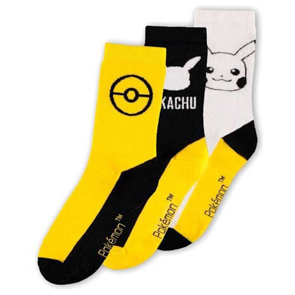 Dimasa Pakke Med 3 Pikachu Pokemon-strømper Gul