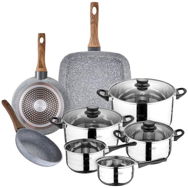San Ignacio Keittoastiasetti 18/20 Cm Pk3153 8 Kappaleita Kanssa Aseta Pannut Hopeinen