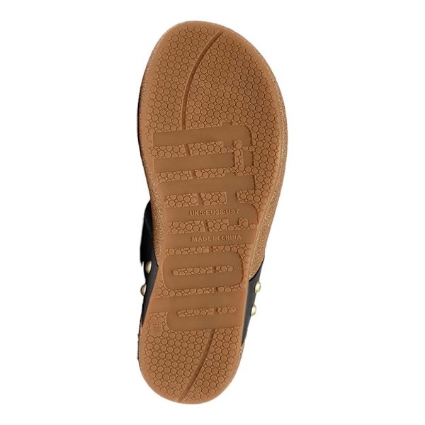 Fitflop Iqushion Leather Toe-post Tofflor Svart EU 38 Kvinna
