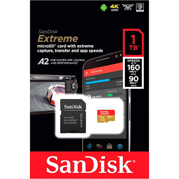 Sandisk Hukommelseskort Micro Sdxc V30 A2 1tb Extreme Sort
