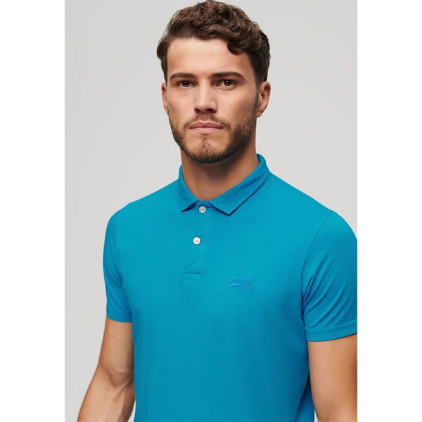Superdry Essential Logo Neon Kortærmet Polo Blå S Mand