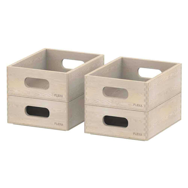 Flexa Set Med Mini Förvaringslådor I Trä Silver