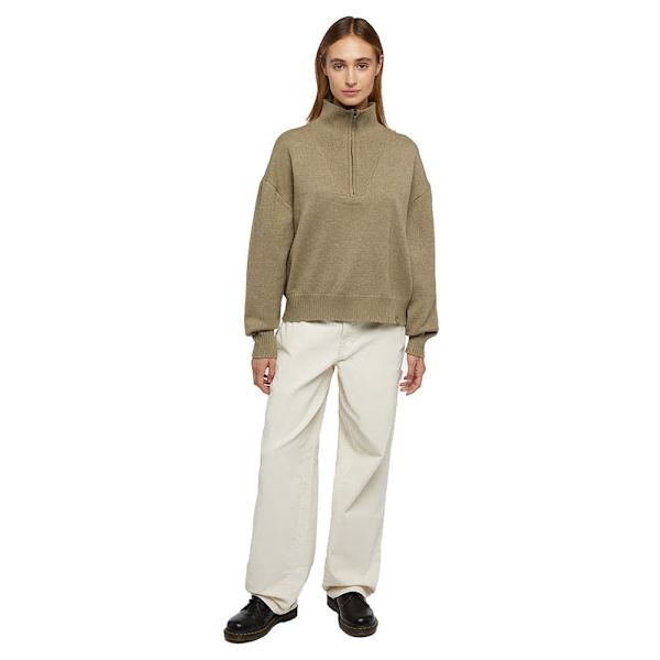 Dickies East Helena Halv Lynlås Sweater Grøn XS Kvinde