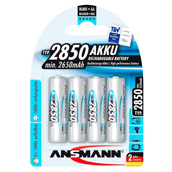 Ansmann 1x4 Nimh Rechargeable 2850 Mignon 2650mah Aa Alkaliske Batterier Søvfarvet