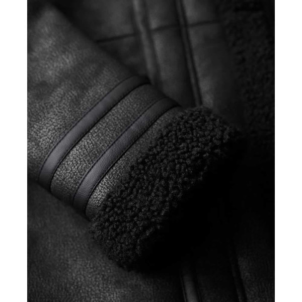 Superdry Faux Shearing Longline Takki Musta M Nainen