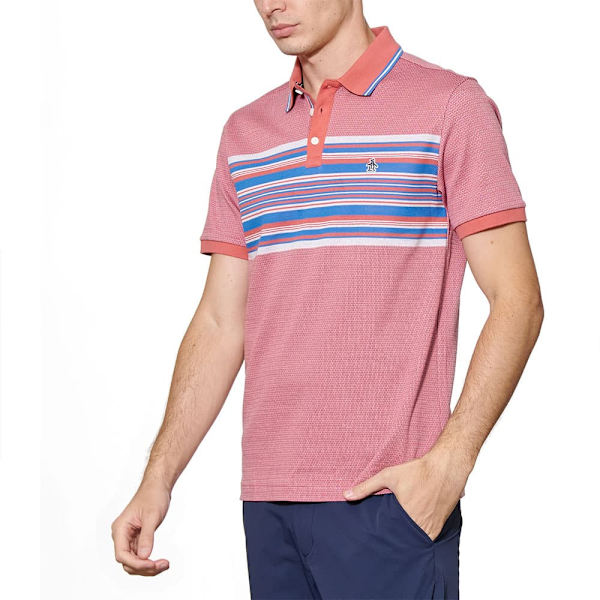 Original Penguin Jacquard Eng Stripe Kortærmet Polo Rosa L Mand