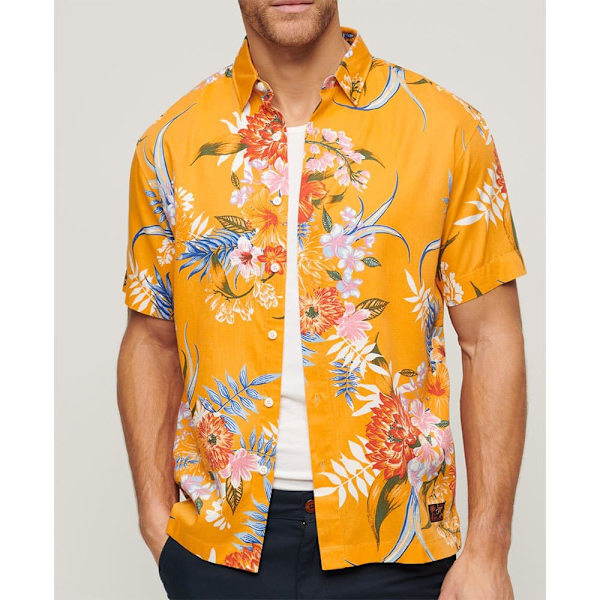 Superdry Kortærmet Skjorte Hawaiian Gul L Mand