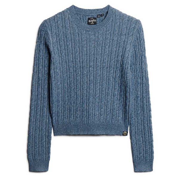 Superdry Fitted Cable Trøje Blå S Kvinde