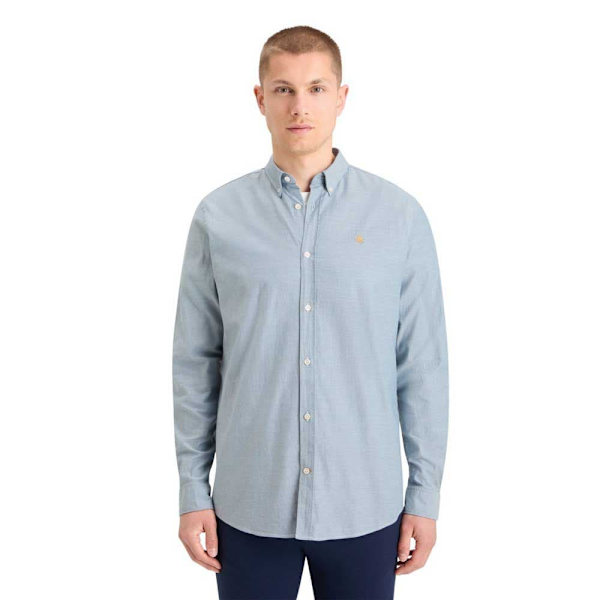 Scotch & Soda Essential Oxford Solid Skjorte Med Lange ærmer Blå M Mand