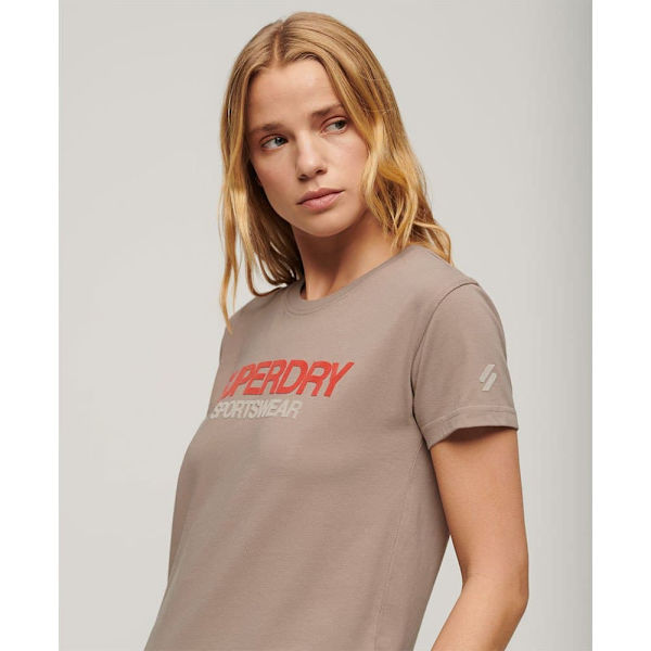 Superdry Sportswear Logo Fitted T-shirt Med Korte ærmer Beige 2XS Kvinde