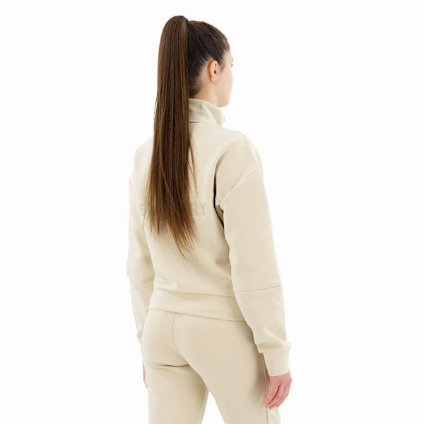 Superdry Sport Tech Relaxed Half Halv Lynlås Sweatshirt Beige XS Kvinde