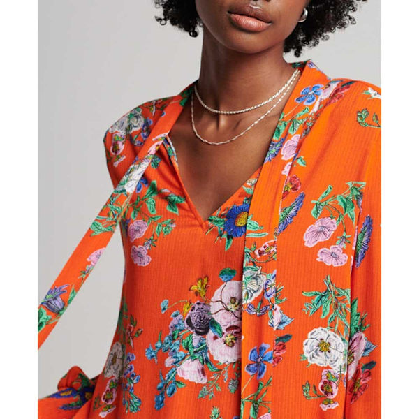 Superdry Studios Chiffon Blus Med Lång ärm Röd XS Kvinna