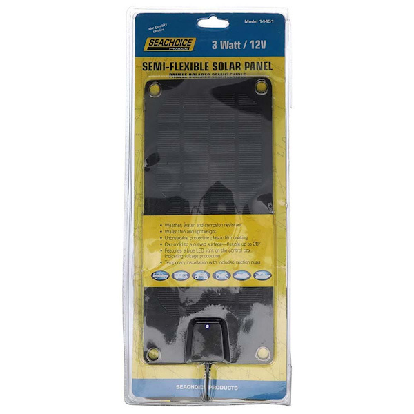 Seachoice 3w Solar Panel Crystal Solar Panel Crystal Simpel Flex Sort