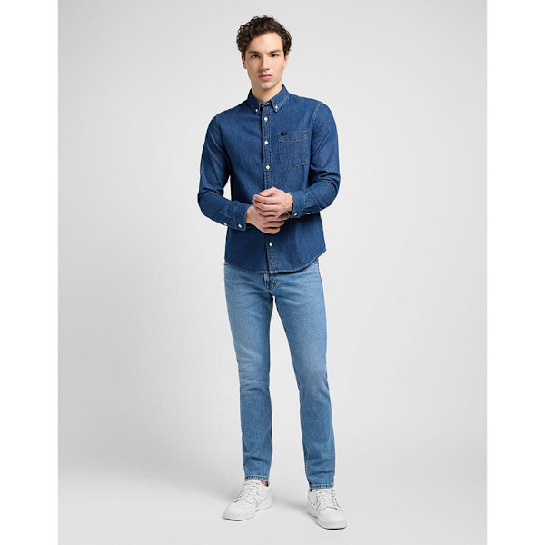 Lee Button Down Skjorta Med Långa ärmar Blå 2XL Man