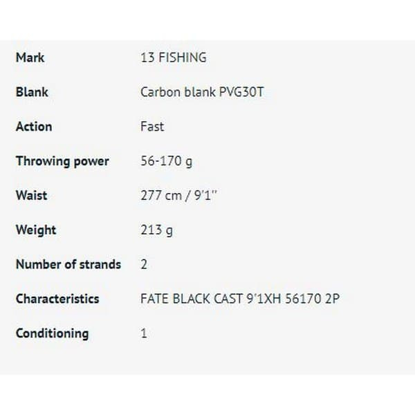 13 Fishing Baitcasting Stang Fate Black Sort 2.01 m / 10-30 g
