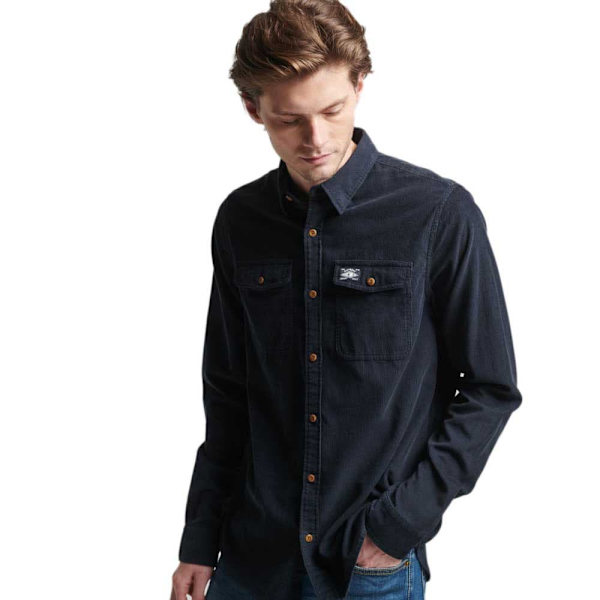 Superdry Lang ærmet Skjorte Trailsman Cord Blå,Sort M Mand