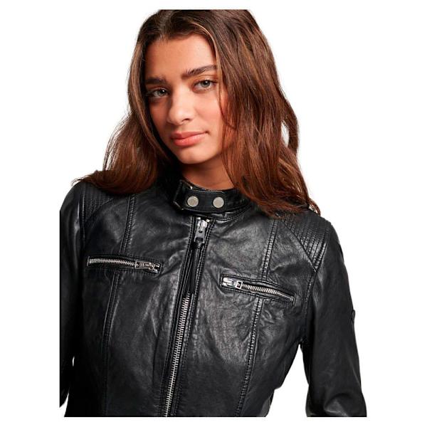 Superdry Læderjakke Fitted Racer Sort XS Kvinde
