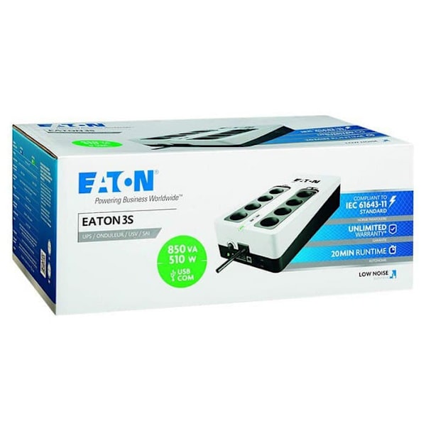 Eaton Tårn 3s 850 Din 850va 510w 8 Outlets Ups Sort,Søvfarvet
