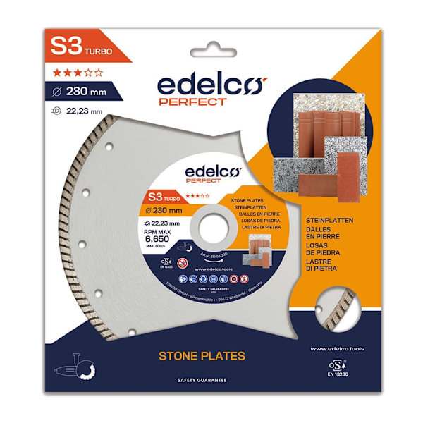 Edelco Diamantskive Til Stenplader S3 Turbo 230x22 Mm