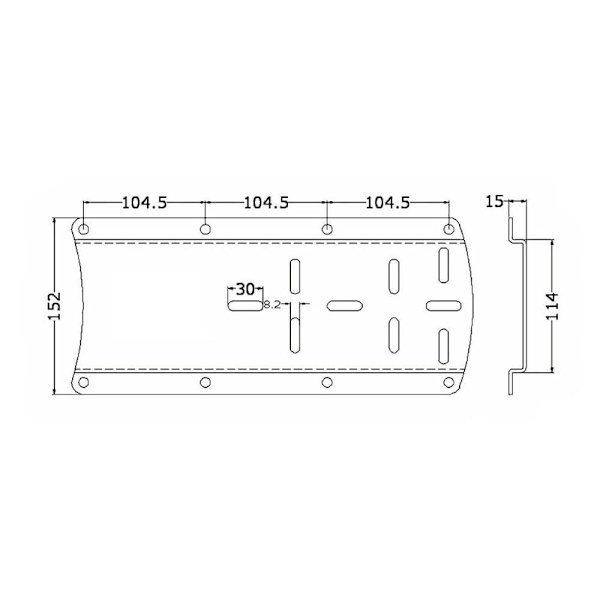Pike N Bass Plaque Inox Fixation Front Engine Harmaa 340 x 150 mm