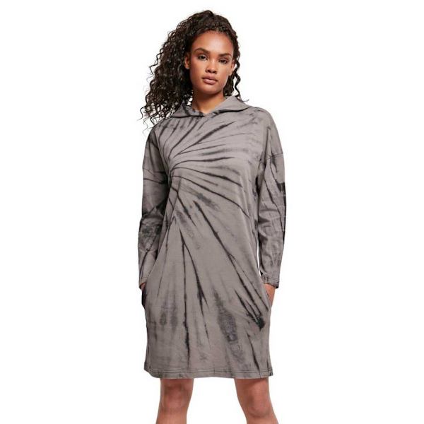 Urban Classics Oversized Tie Dye Langærmet Kort Kjole Grå M Kvinde