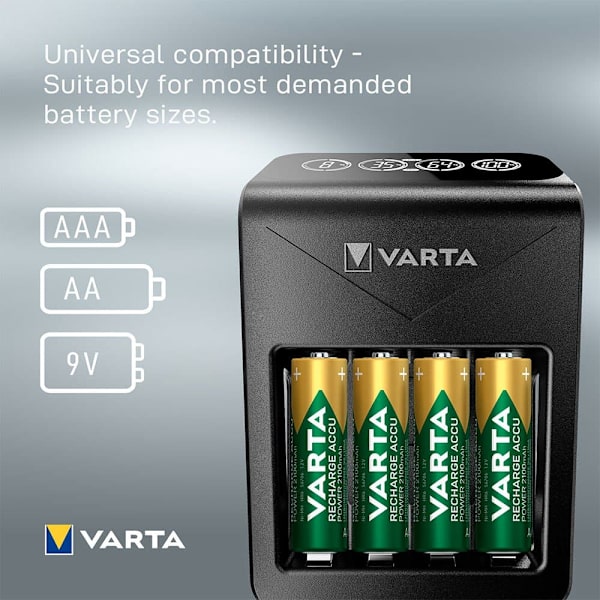 Varta Lcd Pug Oplader+ Med 4x2100mah Aa Sort