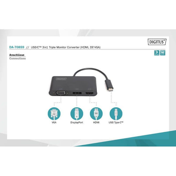 Digitus Hub Da-70859 Sort