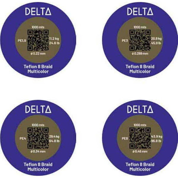 Delta Flettet Teflon 8 Braid 300 M Flerfarvet 0.360 mm