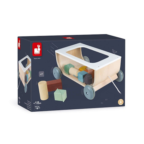 Janod Sweet Cocoon Cart With Blocks Flerfärgad 18 Months-99 Years