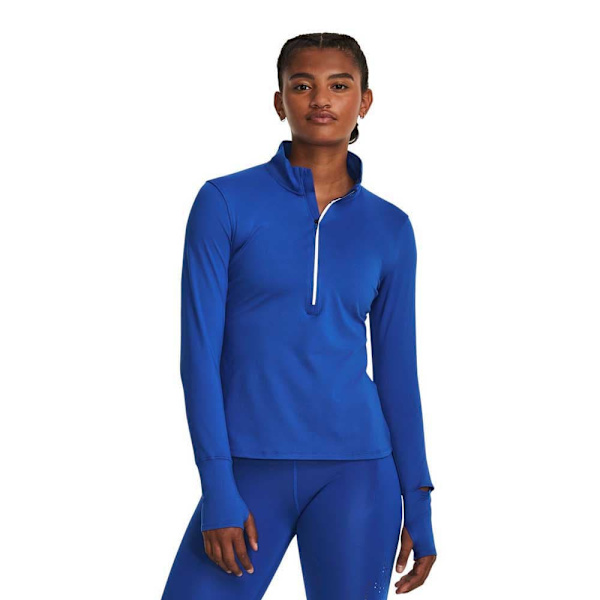 Under Armour T-shirt Med Halv Lynlås Qualifier Run Blå XS Kvinde