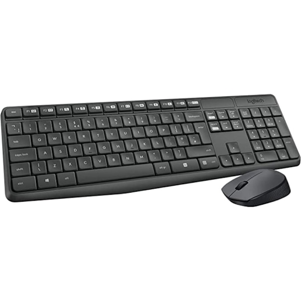 Logitech Trådløst Tastatur Og Mus Mk235 Sort Portuguese QWERTY Grå