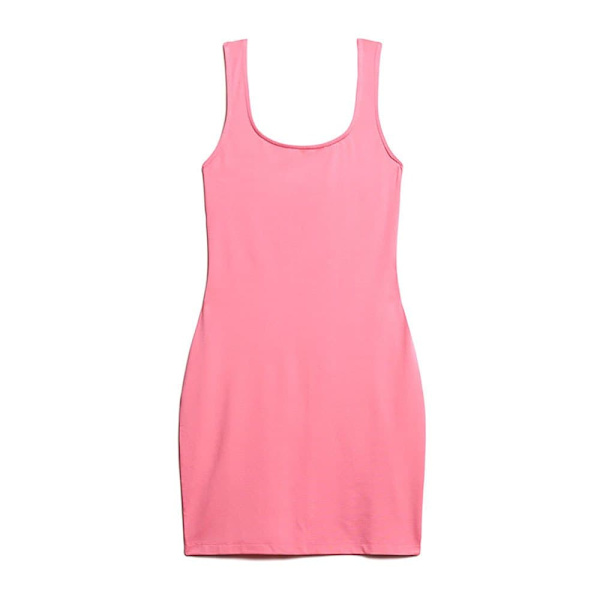 Superdry Square Neck Jersey Mini Kort Kjole Rosa S Kvinde