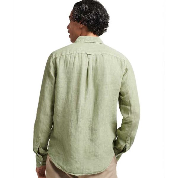 Superdry Lang ærmet Skjorte Studios Casual Linen Grøn S Mand