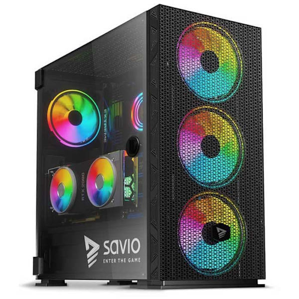 Savio Torn Fall Raptor X1 Argb Glass Svart