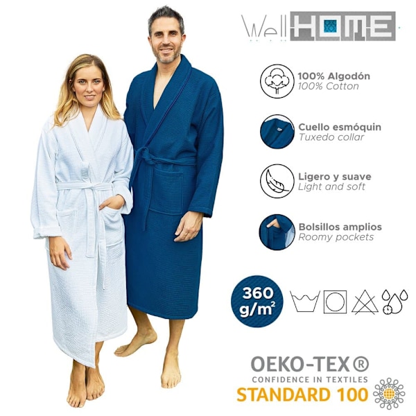 Wellhome Wh0596 Badekåbe Blå L-XL Mand