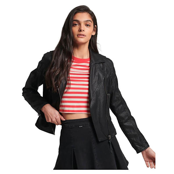 Superdry Jakke Vintage Coated Biker Sort XS Kvinde