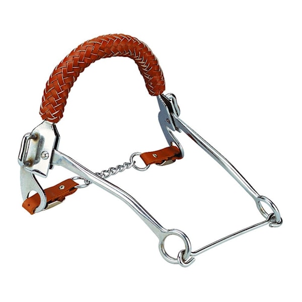 Feeling Flätat Läder Långa Kinder Hackamore Silver Full
