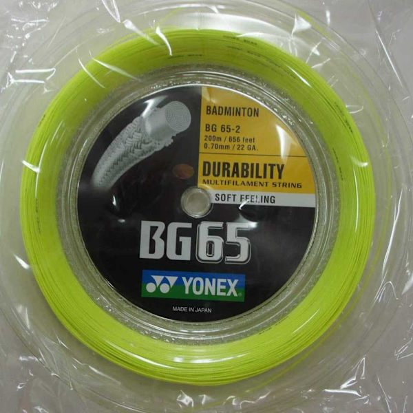 Yonex Sulkapallokelan Kieli Bg 65 200 M Keltainen 0.70 mm