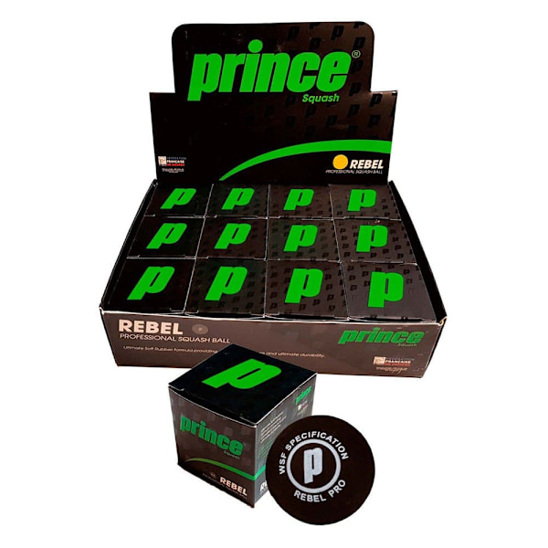 Prince Yellow Dot Squash Balls Box Rebel Grönt 12 Balls