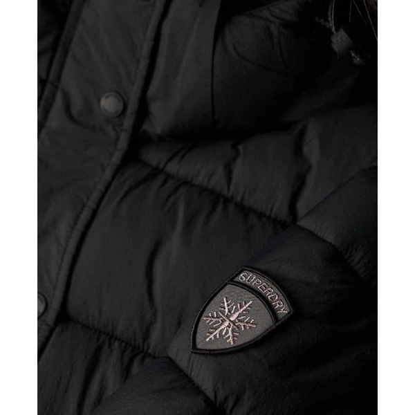 Superdry Pufferjacka Faux Fur Svart S Kvinna