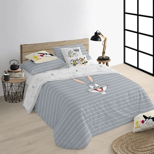 Play Fabrics Dynetæppe Med Knapper Bugs Bunny Til 80 Seng 140x200 Cm