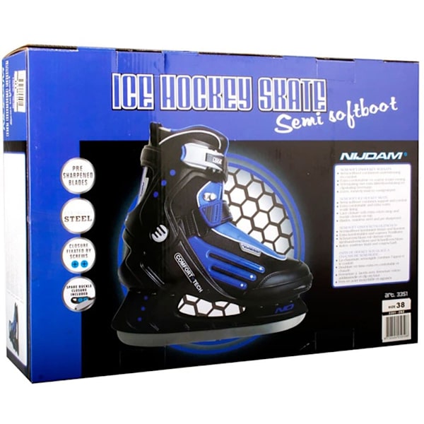 Nijdam Soft Boot Ishockey Skøjter Semi Blå,Sort EU 39