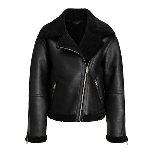 Jack & Jones Läderjacka Lee Aviator Faux Shearling Jjxx Svart XL Kvinna