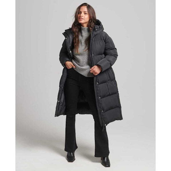 Superdry Jacka Studios Longline Duvet Svart 14 Kvinna