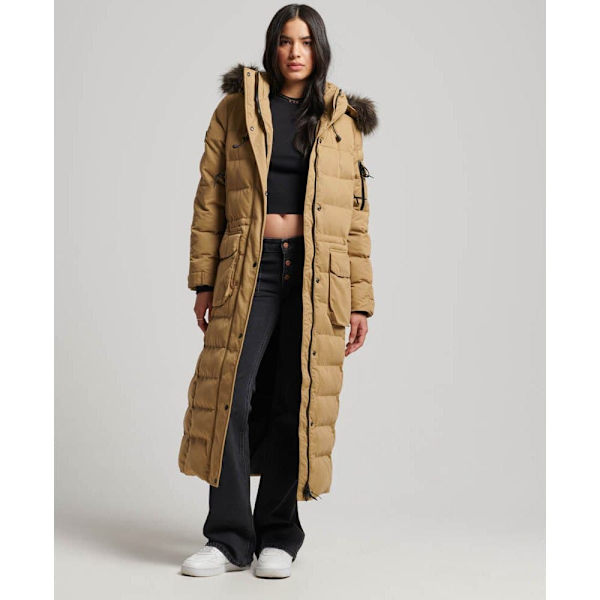 Superdry Mf Faux Fur Hooded Jacka Brun L Kvinna